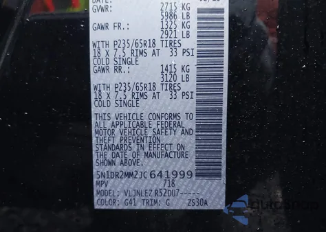 2018 Nissan Pathfinder S from USA, damaged, VIN 5N1DR2MM2JC641999